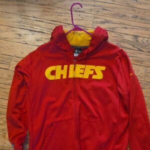 NFL Chiefs Red and Yellow Men's Thermafit Nike Jacket
